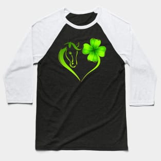 Irish Horse Heart Leaf St Patrick Day Clover Heart Horse Baseball T-Shirt